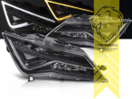 LED, mit LED Blinker, dynamischer LED Blinker, schwarz, nur passend für Fahrzeuge mit original Halogen Scheinwerfern, LED Abblendlicht / LED Fernlicht, elektrisch verstellbar - Stellmotor integriert, Eintragungsfrei / mit E-Prüfzeichen, Eintragungsfrei / mit R87 Zulassung als Tagfahrlicht
